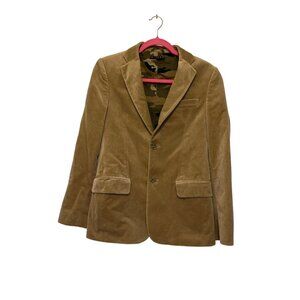 Sisley Mens Camel Velvet Blazer With Camouflage Lining 2-Button Closure Size 44
